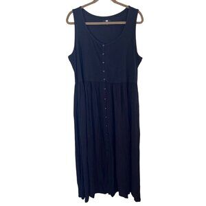 FRYE Womens Sleeveless Black Button-Down Maxi Dress XXL Cotton & Rayon Blend